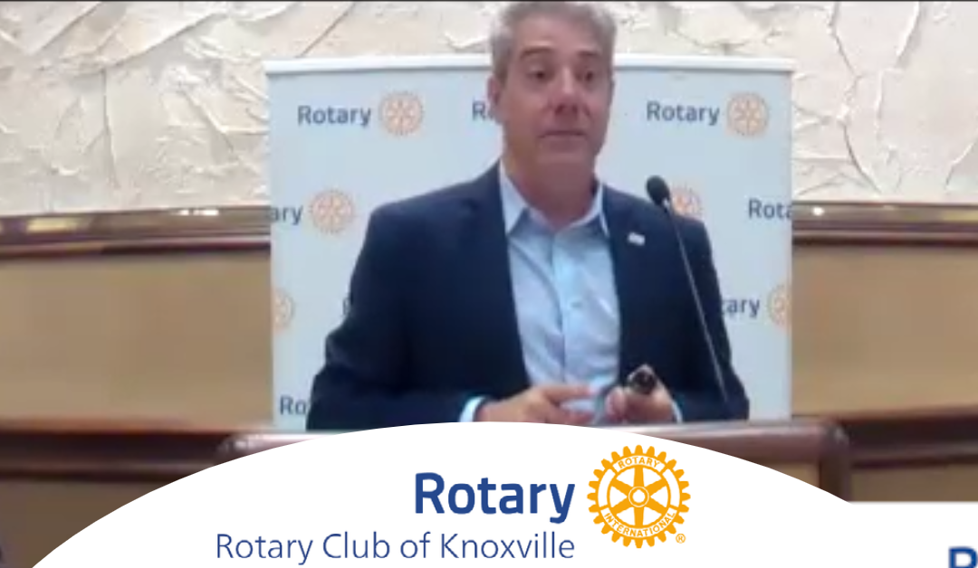 Rotarian Tory Kinson from the Farragut Club who spoke about the Rotary Youth Exchange Program and Walk for Water