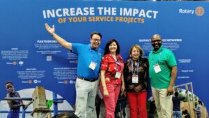 Rotary Club of Knoxville 2024 Rotary International Convention delegates (l-r) Ed Anderson, Shannon Holland, Susan Dakak, and Rush Johnson) at the opening of Rotary's House of Friendship.